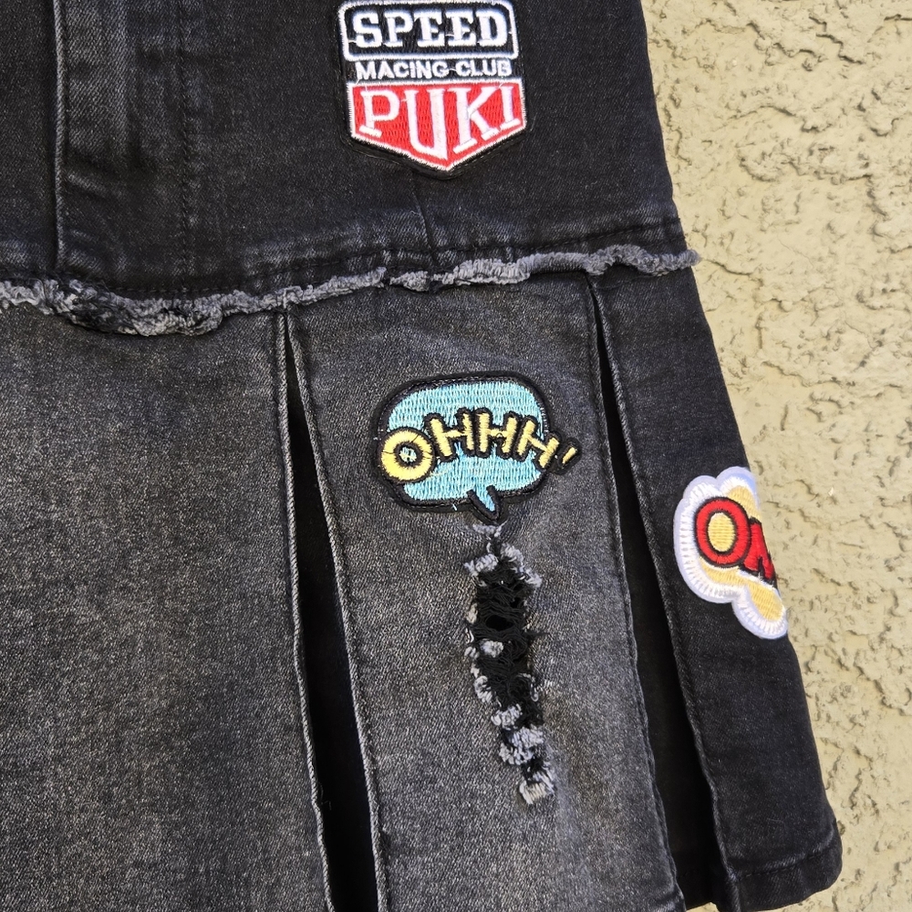 Immodel Patchwork Pleated Mini Skirt - image 4